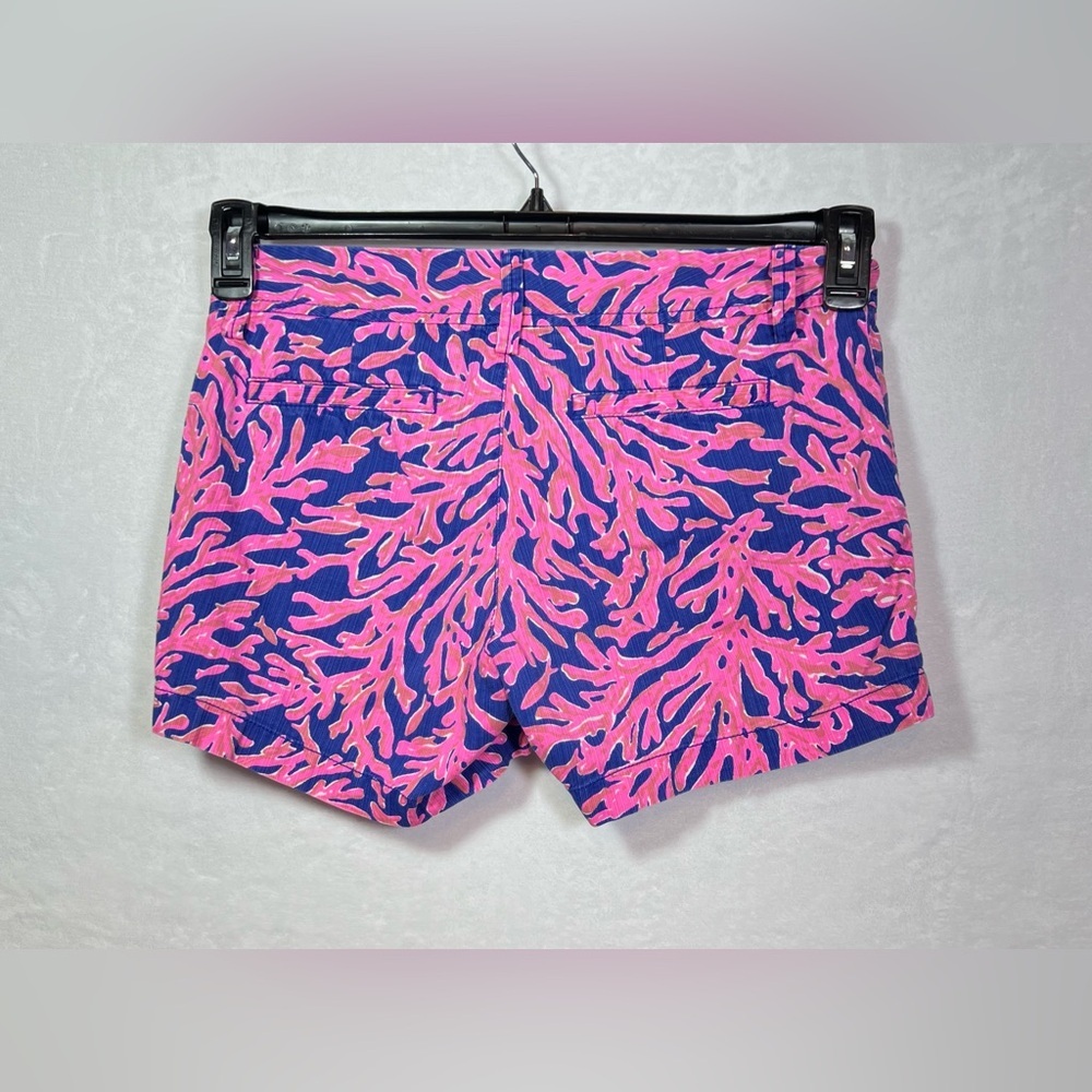 Lilly Pulitzer Callahan Shorts Pink Blue Coral Print Cotton Preppy Coastal - Picture 9 of 9